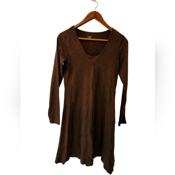 Horny Toad Oblique Dress Small Brown Gray Long Sleeve Organic Cotton Tencel - Picture 1 of 7